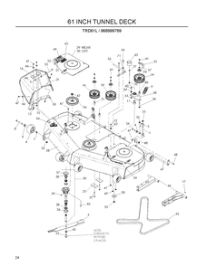 61 Inch/155cm Cutting Deck Diagram and Parts List for 968999769 2009-03 Husqvarna Lawn Mower