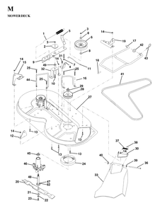 Mower Deck / Cutting Deck Diagram and Parts List for LT125 (954170002-A)(1997-03) Husqvarna Lawn Tractor