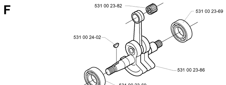 Crankshaft Diagram and Parts List for 132R 19994000001-20050100000 Husqvarna Brush Cutter