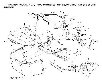 Bagger Diagram and Parts List for CTH220TWIN (96061019101, 960610191)(2007-05) Husqvarna Lawn Tractor
