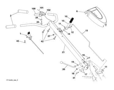 Handle Diagram and Parts List for TR317DE  Husqvarna Tiller