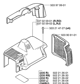Covers Diagram and Parts List for 232L 2002-09 Husqvarna Brush Cutter