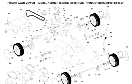 Repair Parts 2 Diagram and Parts List for 55B21HV (954223227)(2004-03) Husqvarna Lawn Mower