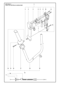 Throttle Controls Diagram and Parts List for 525RXMARKII  Husqvarna Brush Cutter