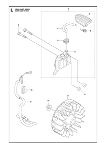 Ignition System Diagram and Parts List for 543RS 20113200001-20121000000 Husqvarna Brush Cutter
