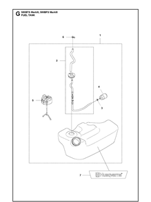 Fuel Tank Diagram and Parts List for 580BFS 580BTS Mark III Husqvarna Leaf Blower / Vacuum