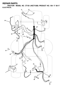 Electrical Diagram and Parts List for CT130 (954170017-B)(2000-02) Husqvarna Lawn Tractor