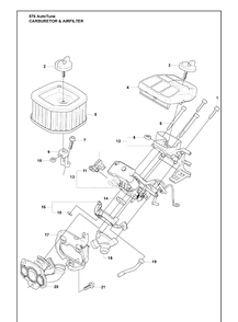 Carburetor And Airfilter Diagram and Parts List for 576XP 2010-03 Husqvarna Chainsaw