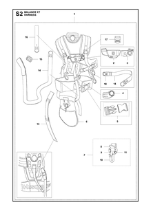 Harness 2 Diagram and Parts List for 545F  Husqvarna Brush Cutter