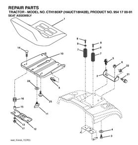 Seat Diagram and Parts List for CTH180XP (HAUCT18H42B)(2004-01) Husqvarna Lawn Tractor