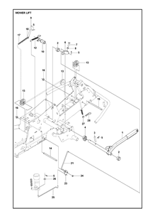 Mower Lift / Deck Lift Diagram and Parts List for R316TX  Husqvarna Lawn Mower
