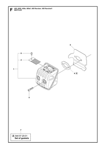 Muffler Diagram and Parts List for 450 450II-450E-450EII-450 RANCHER-450 RANCHERII Husqvarna Chainsaw