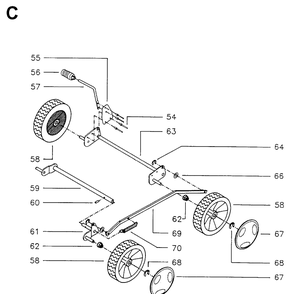 Wheel And Depth Stake Assembly Diagram and Parts List for 47RC ROYAL Husqvarna Lawn Mower