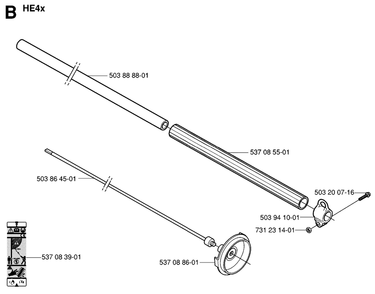 Shaft Diagram and Parts List for HA110 20050600001 - 20054000000 Husqvarna Trimmer