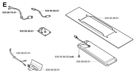 Battery And Electronics Diagram and Parts List for G1 1998-2003 Husqvarna Lawn Mower