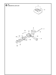 Carburetor And Air Filter 6 Diagram and Parts List for 362  Husqvarna Chainsaw