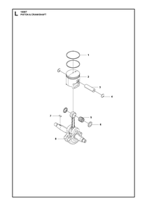 Piston And Crankshaft Diagram and Parts List for 150BT2007-2021  Husqvarna Leaf Blower / Vacuum