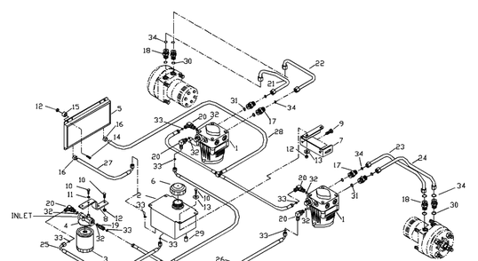 Hydraulic System Assembly Diagram and Parts List for ZTH5221KA 2000-09 Husqvarna Lawn Mower