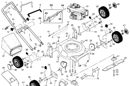 General Assembly Diagram and Parts List for 5521CMB (954223487)(2003-07) Husqvarna Lawn Mower