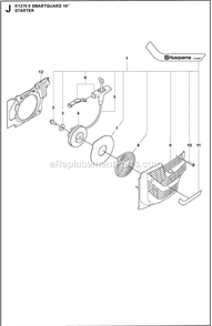 Starter Diagram and Parts List for K1270II  Husqvarna Concrete Saw