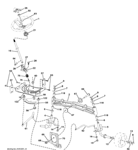 Steering Diagram and Parts List for TS242 (96041041400)(2017-09) Husqvarna Lawn Tractor