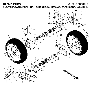 Wheels And Tires Diagram and Parts List for 10527SBE (96193000900, 961930009)(2006-05) Husqvarna Snow Blower