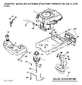 Engine Diagram and Parts List for YTH20F42T (917279240, 960430005)(2006-02) Husqvarna Lawn Tractor