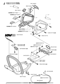 Handle And Controls Diagram and Parts List for 123HD60 20070500001-20070900000 Husqvarna Hedge Trimmer