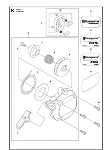 Starter Diagram and Parts List for 543RS 20192200001-Current Husqvarna Brush Cutter