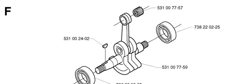 Crankshaft Diagram and Parts List for 142R 20001900001-Current Husqvarna Brush Cutter