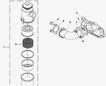 Intake System Diagram and Parts List for TF545D  Husqvarna Cultivator