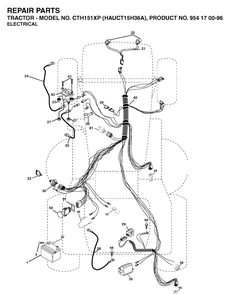 Electrical Diagram and Parts List for CTH151XP (HAUCT15H36A)(2004-01) Husqvarna Lawn Tractor