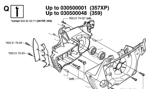 Service Updates Diagram and Parts List for 359 20070900001-Current Husqvarna Chainsaw