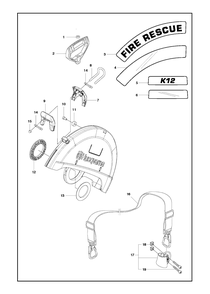 Rescue Diagram and Parts List for K970III 2016-07 Husqvarna Circular Saw