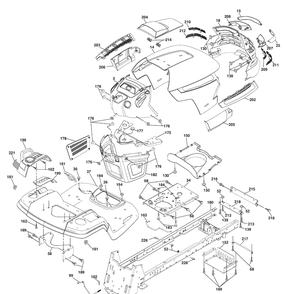 Chassis Diagram and Parts List for YTH2454 (96043002204)(2006-09) Husqvarna Lawn Mower