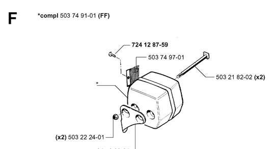 Muffler Diagram and Parts List for 55 (RANCHER)(20001900001-20051400000) Husqvarna Chainsaw