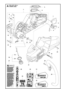 Crankcase Diagram and Parts List for 536LIXP 2012-08 Husqvarna Chainsaw