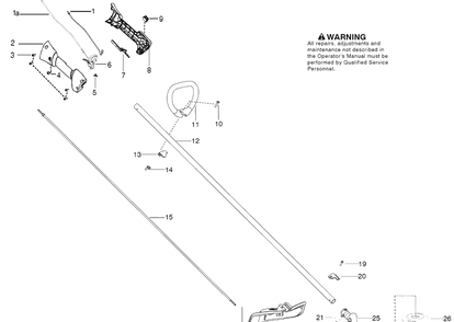 Shaft And Handle Diagram and Parts List for 129L 967192701 Husqvarna Edger