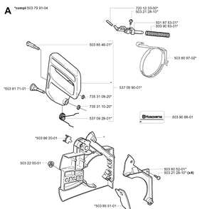 Chain Brake Diagram and Parts List for 339XP 20040100001-20051000000 Husqvarna Chainsaw