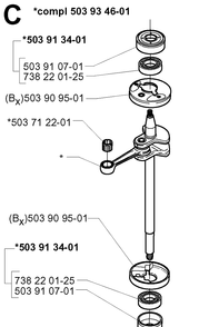 Crankshaft Diagram and Parts List for 225B 20012200001-Current Husqvarna Leaf Blower / Vacuum