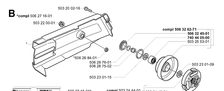 Clutch Diagram and Parts List for 371K 2002-01 Husqvarna Lawn Tractor Accessories