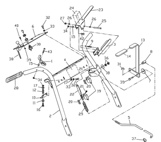 Handle Assembly Diagram and Parts List for WH3615 2001-02 Husqvarna Lawn Mower