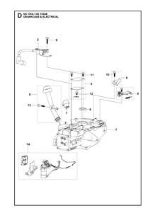Crankcase And Electrical Diagram and Parts List for HS139AE 531450801 Husqvarna Engine
