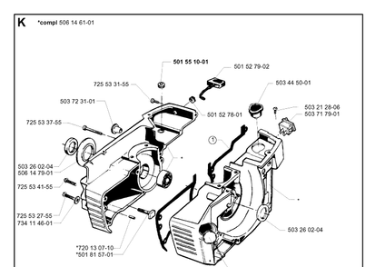 Crankcase Diagram and Parts List for 268K 1999-09 Husqvarna Lawn Tractor Accessories