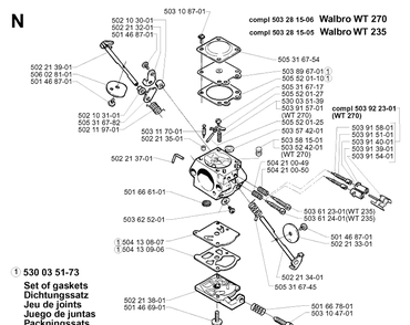Carburetor Details Diagram and Parts List for 235R 19970500001-19980100000 Husqvarna Brush Cutter