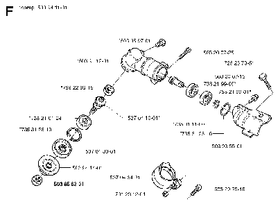 Bevel Gear Diagram and Parts List for 325RXT 2002-01 Husqvarna Brush Cutter