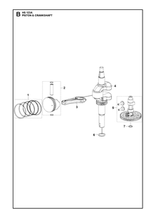 Piston And Crankshaft Diagram and Parts List for 529347201 2021-01 Husqvarna Engine
