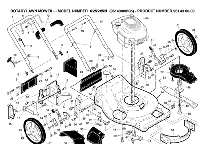 Repair Parts 2 Diagram and Parts List for 6522SH (96143000905)(2007-03) Husqvarna Lawn Mower