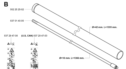 Shaft Diagram and Parts List for 265RX  Husqvarna Brush Cutter