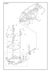 Chassis Rear Diagram and Parts List for R112C5 2022 Husqvarna Lawn Tractor